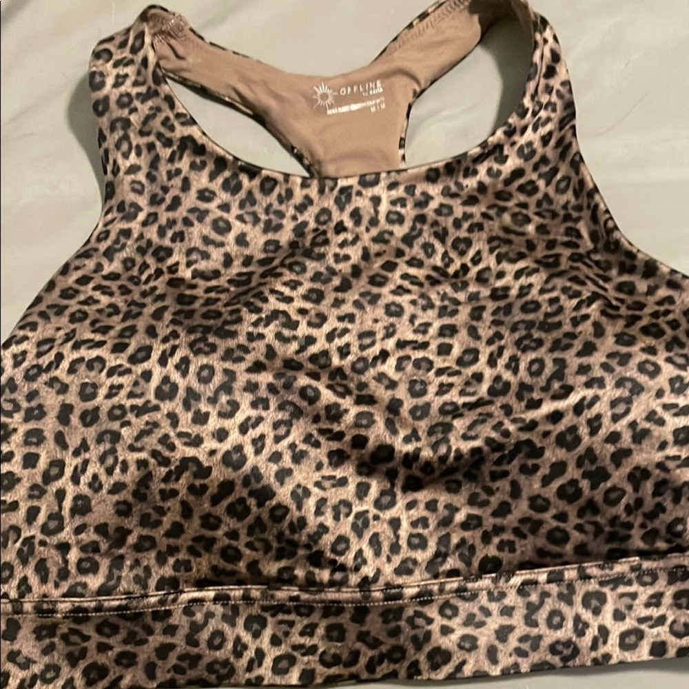 Aerie Brown Leopard Sports Bra